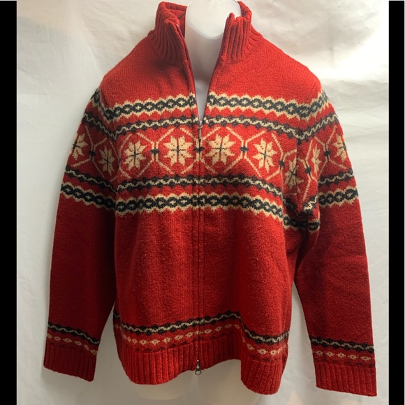 Eddie Bauer Sweaters - Eddie Bauer Full Zip Snowflake Holiday Sweater Large